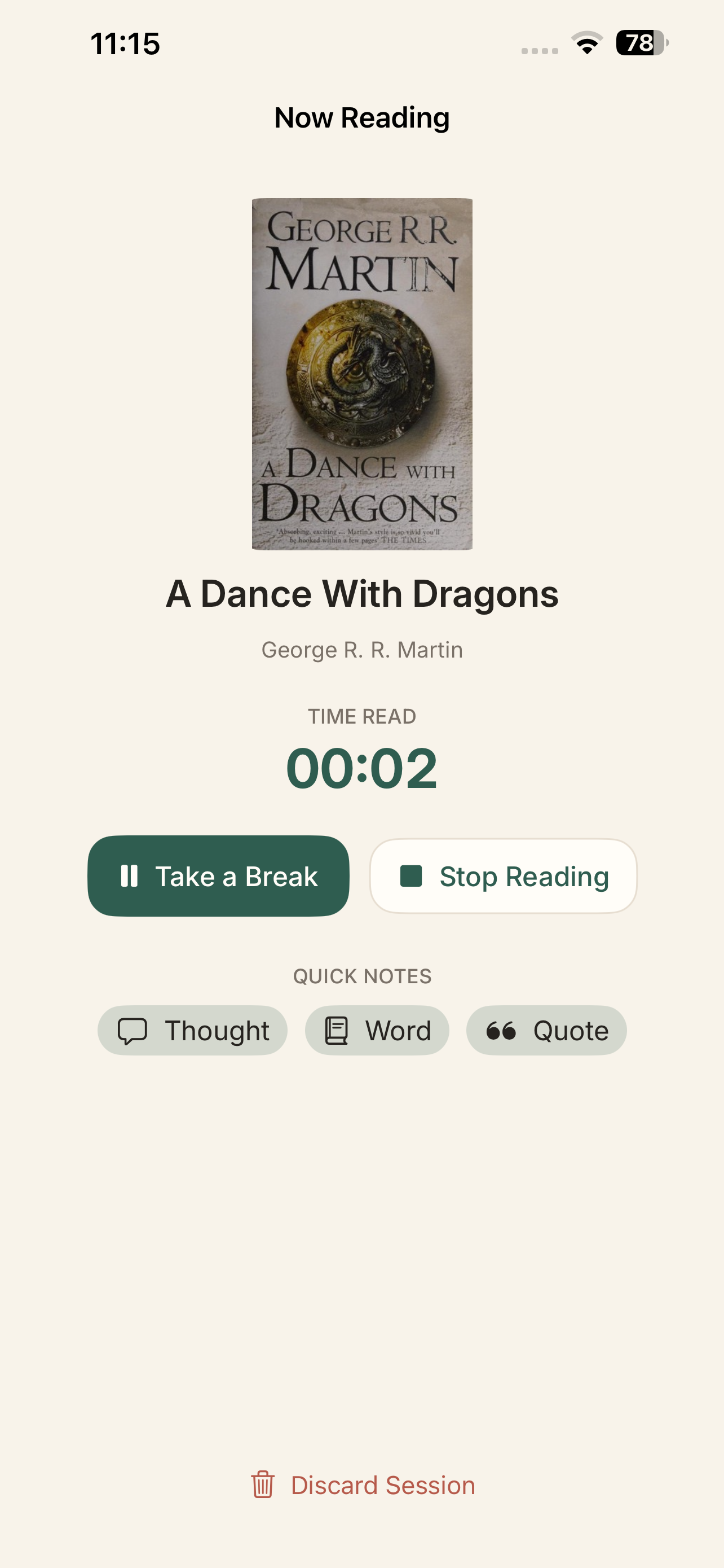 Track your reading screenshot
